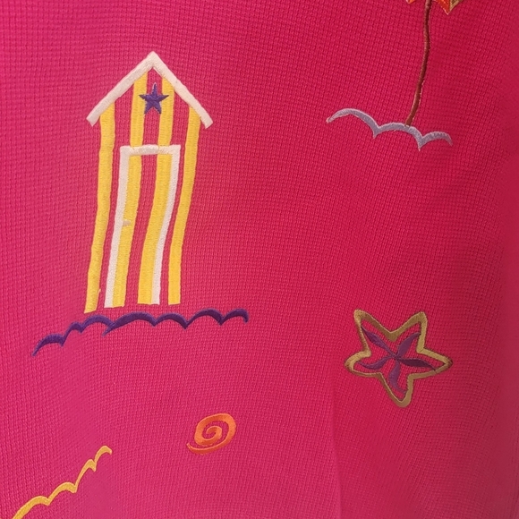 Vintage Old Dell Designs Tropical Beachy Boxy Cut Cotton Womens Top Size Large P - Picture 6 of 11